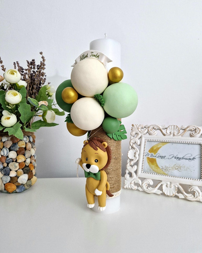 Lumanare de botez Leu Jungle - MiLuna Handmade
