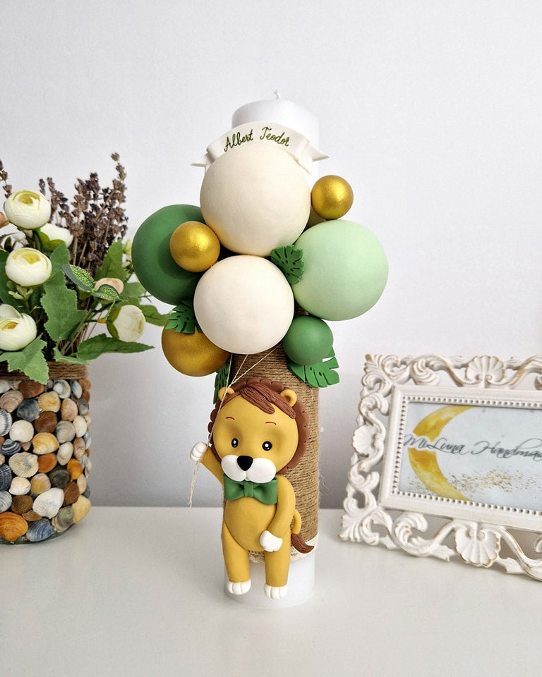 Lumanare de botez Leu Jungle - MiLuna Handmade