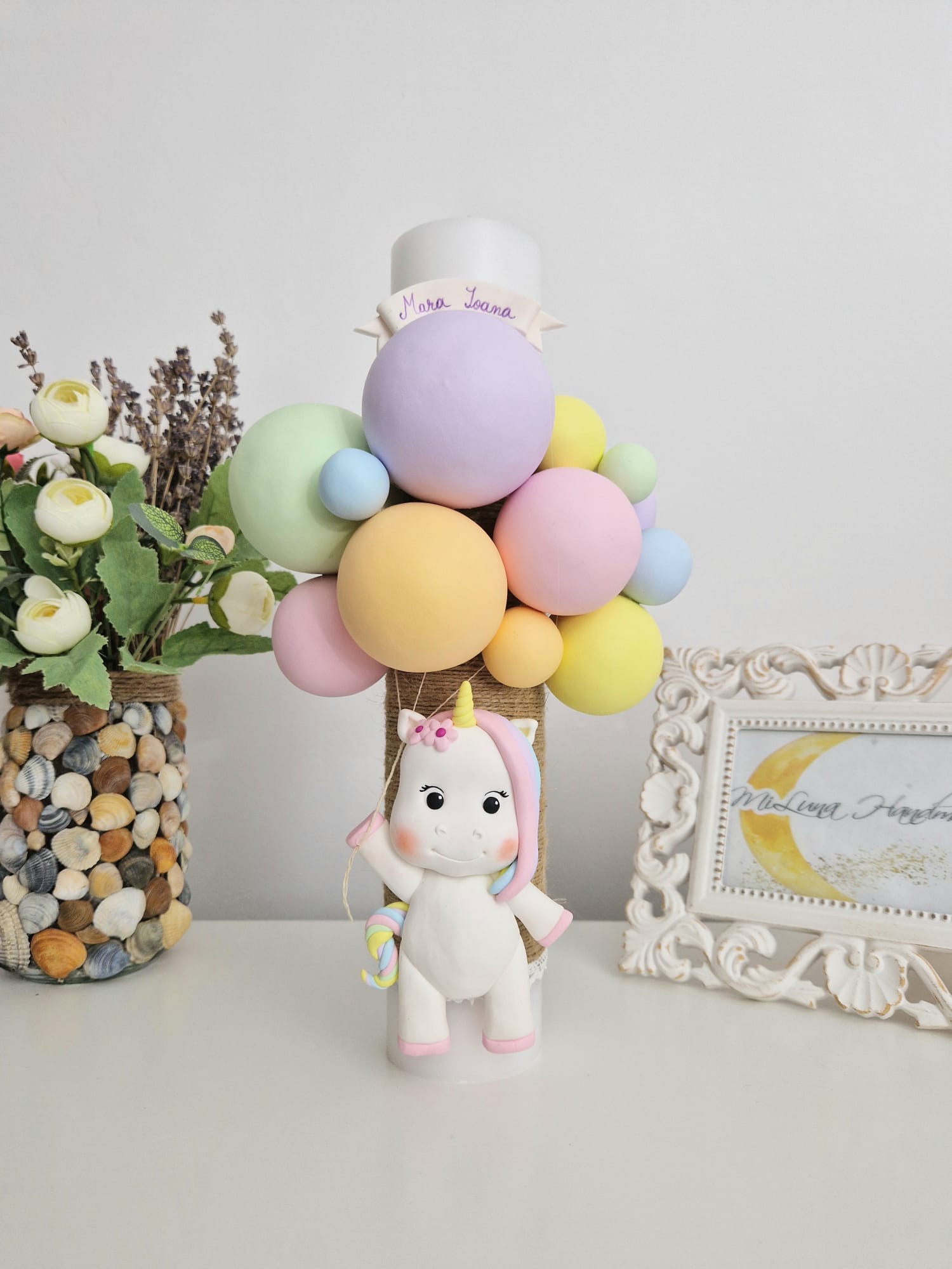 Lumanare de botez Unicorn - MiLuna Handmade